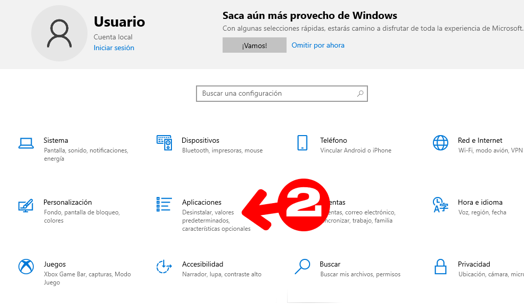 activar caracteristicas windows10 2